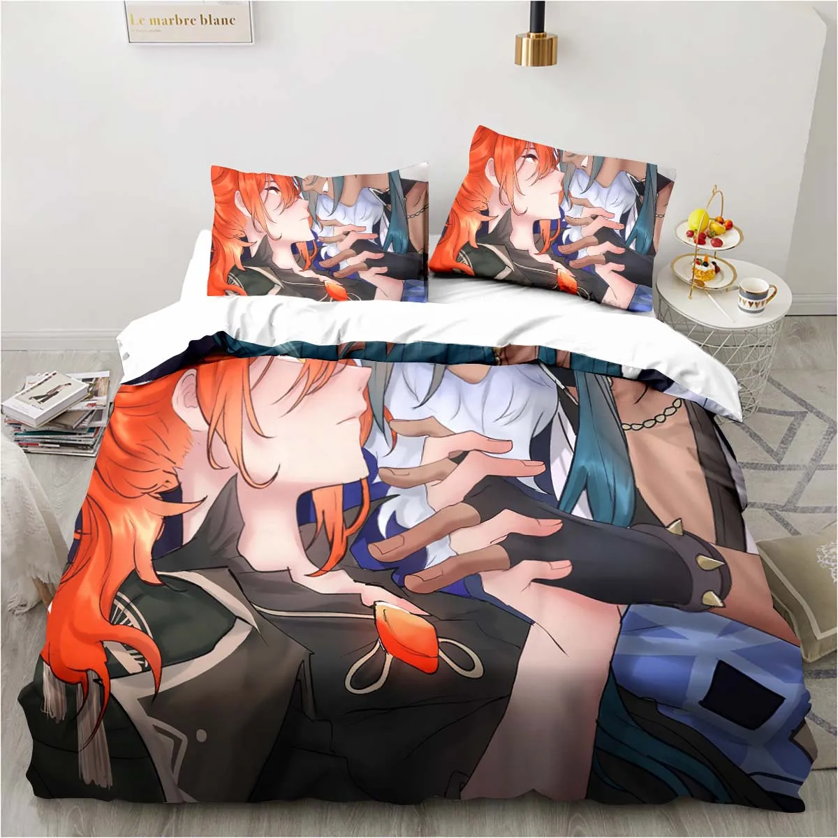 Linen Duvet Cover - Cartoon Anime Genshin Impact Game Bedding