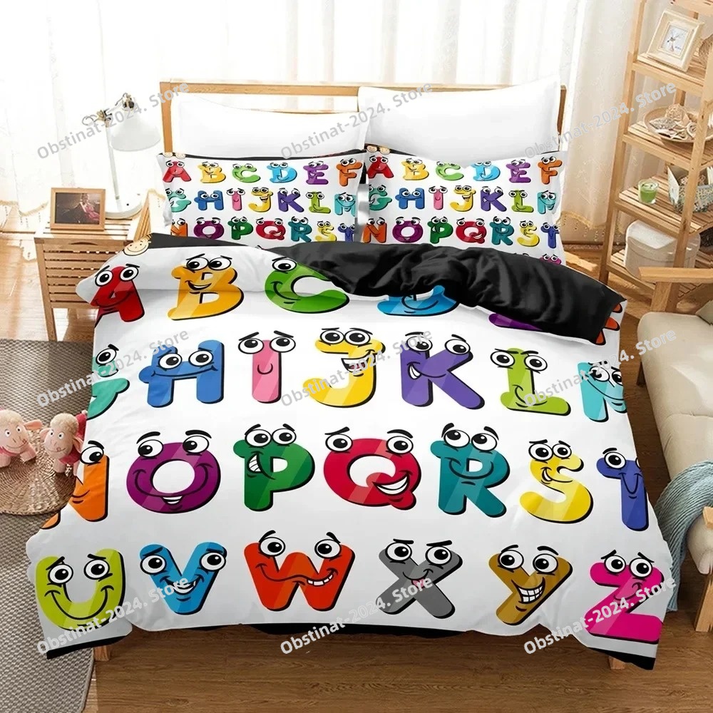 Linen Duvet Cover - 2023 Alphabet Lore Bedding Set Single
