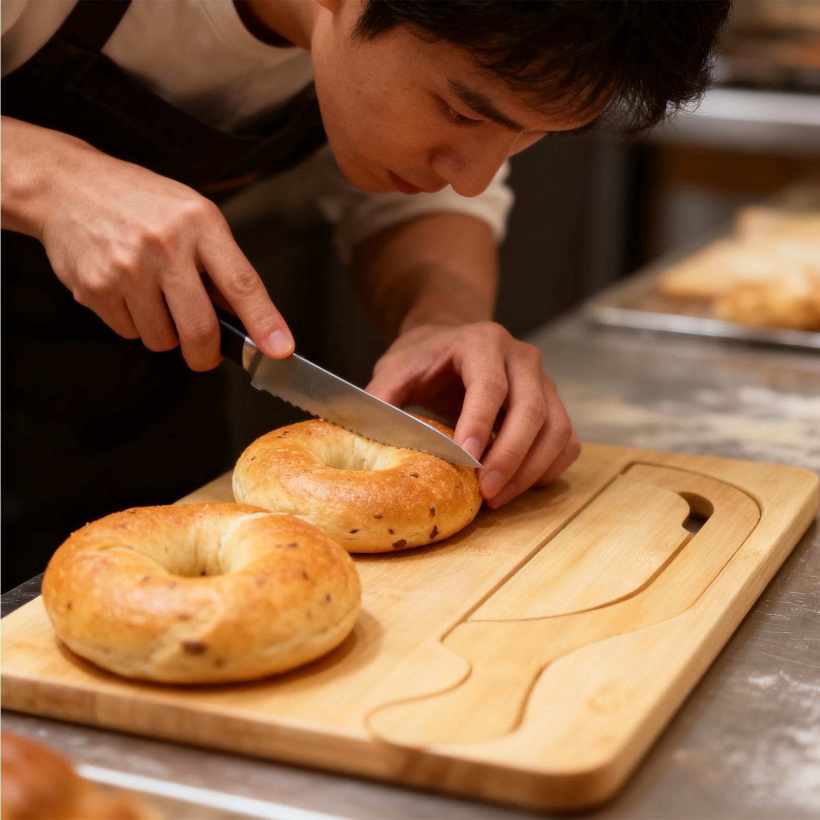 Wooden Serving Tray - Bread Cutter for Sourdough Bow Shaped