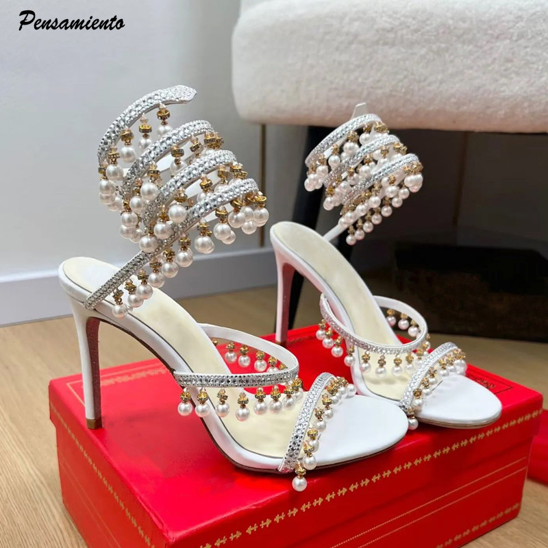 Luxury Lifestyle Shoes - Luxury Rhinestones Pearls Tassels Women Gladiator