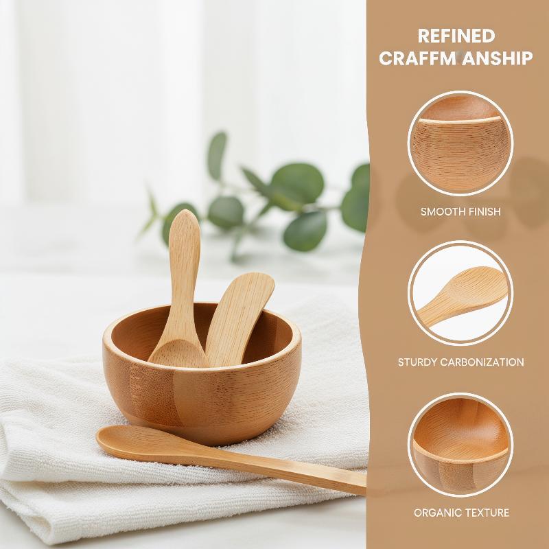 Bamboo Cutlery Set - 3pcs Mini Size Bamboo Diy Face