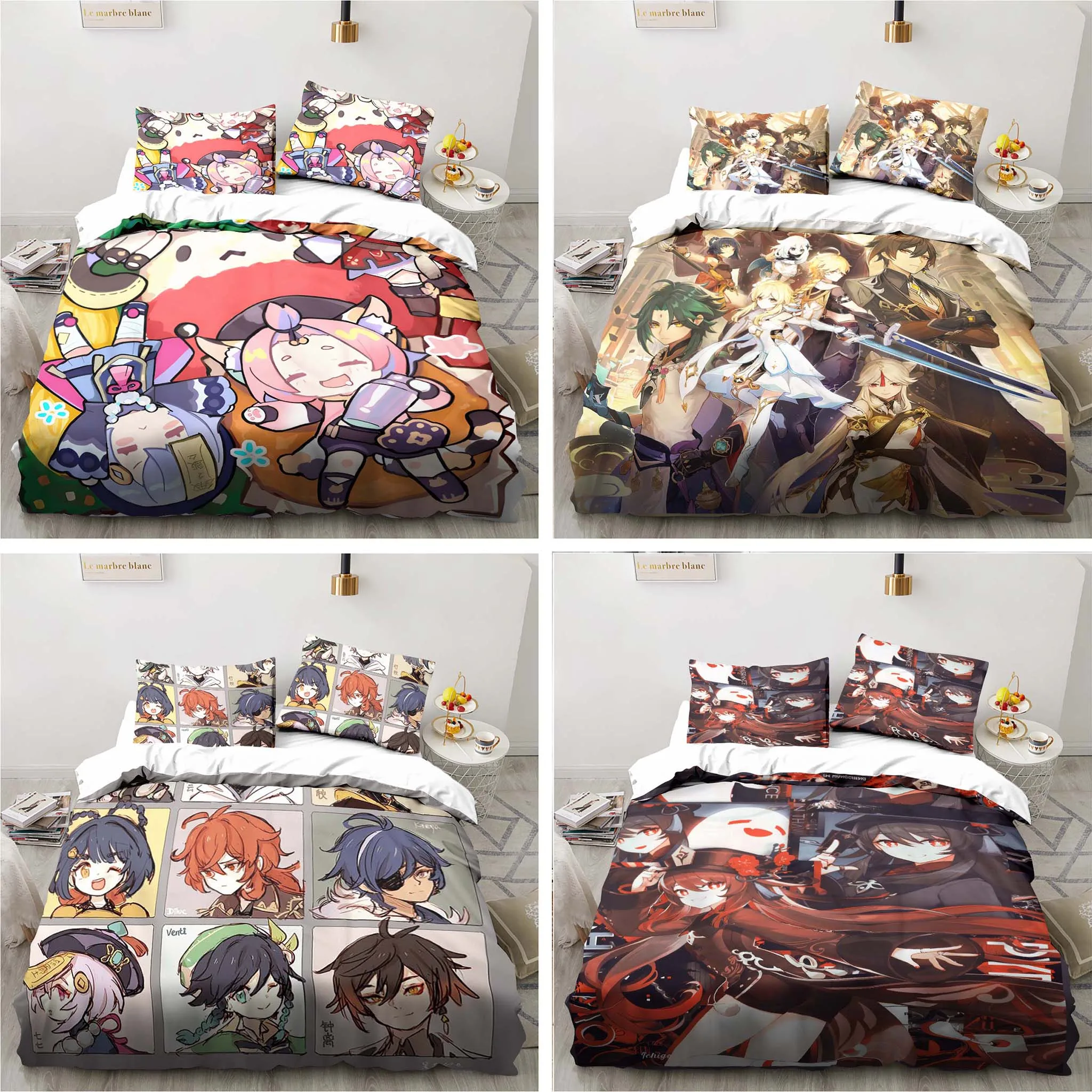 Cartoon Anime Genshin Impact G - đánh giá và giá Linen Duvet Cover