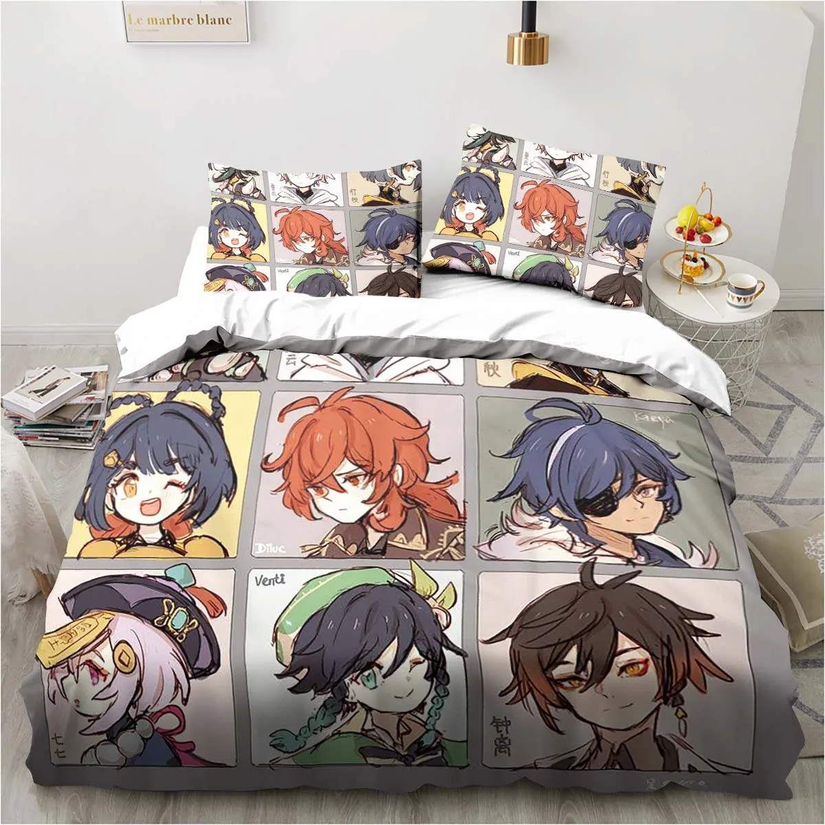 Cartoon Anime Genshin Impact G - đánh giá và giá Linen Duvet Cover