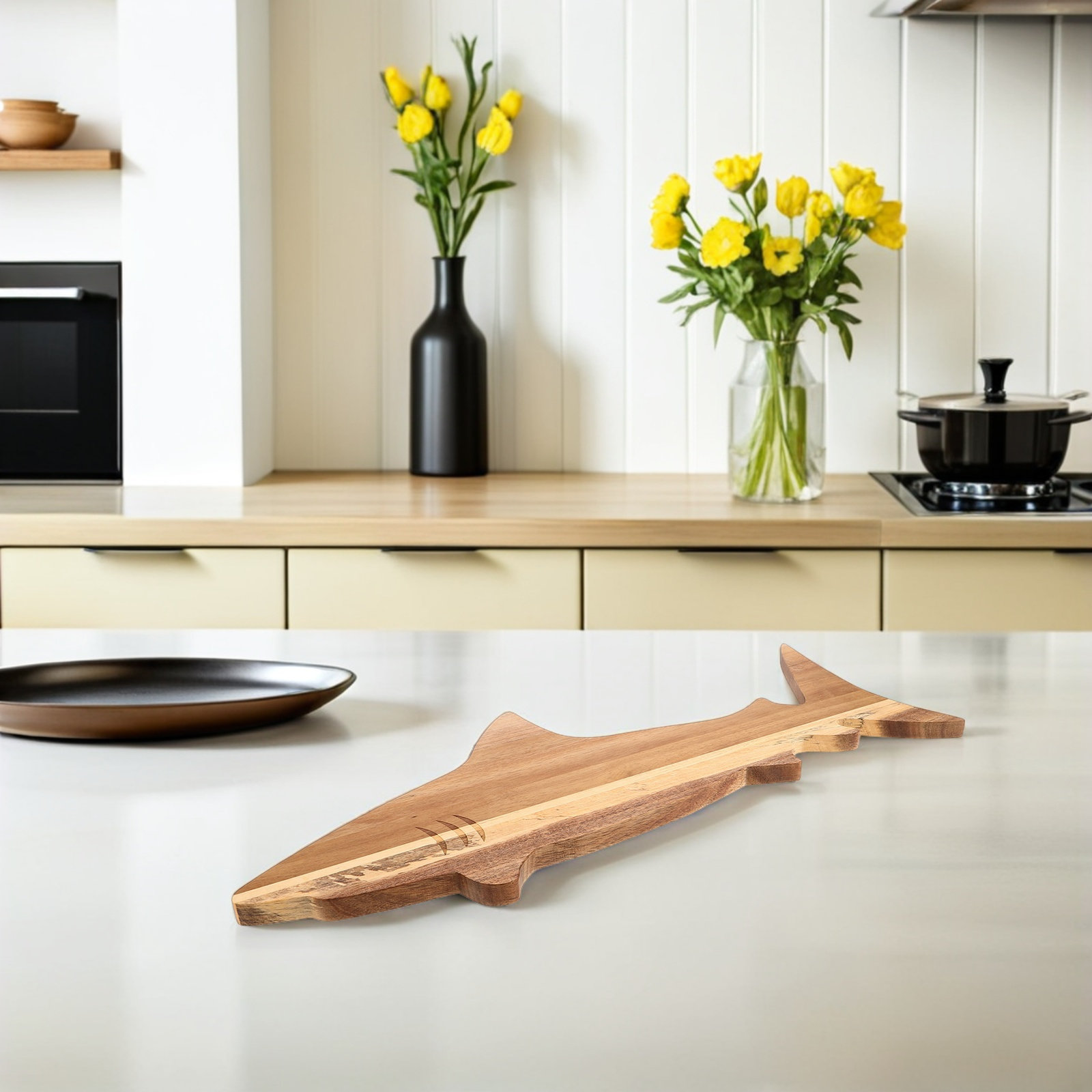 Shark Appetizer Plate Acacia W - đánh giá và giá Wooden Serving Tray