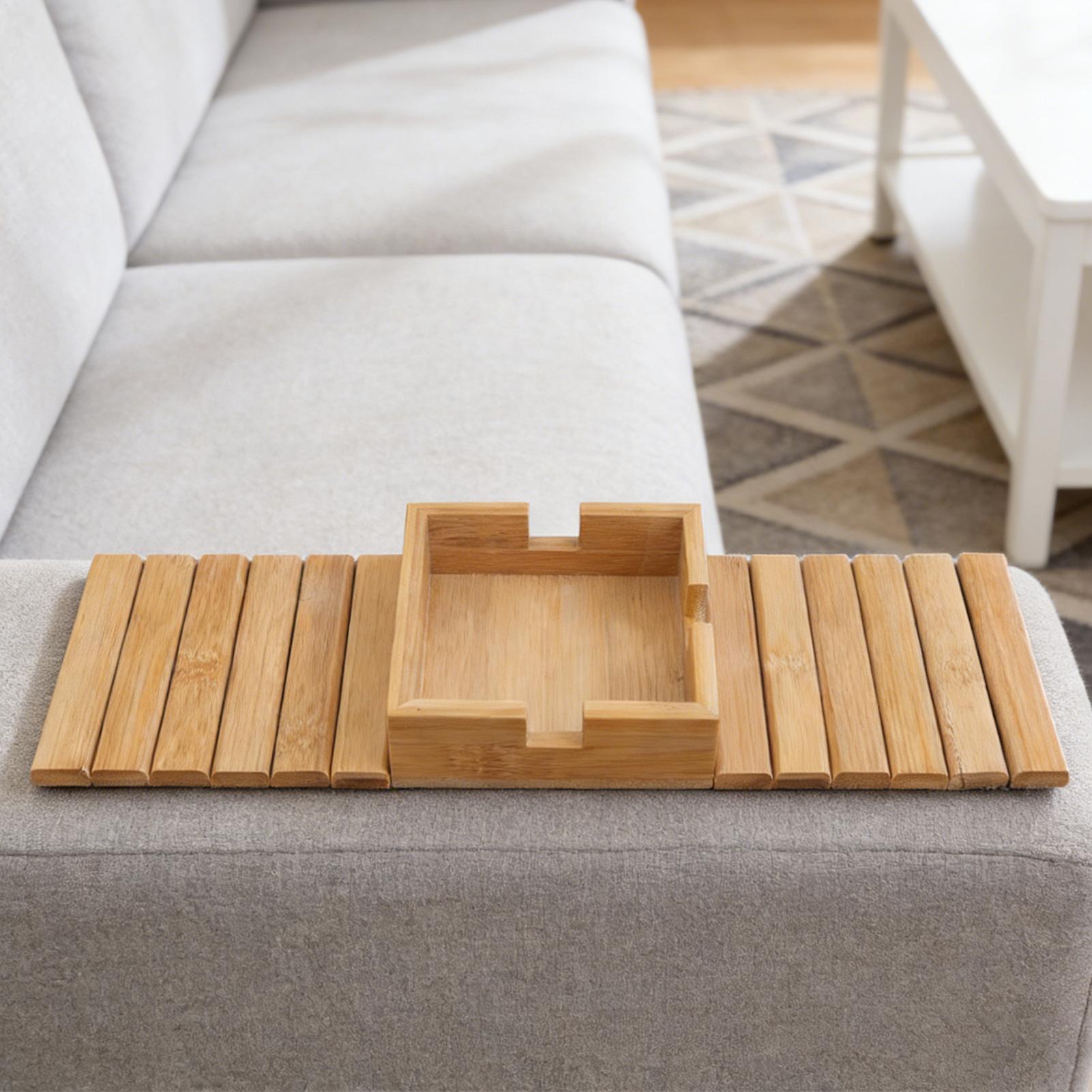 Couch Cup Holder Wood Sofa Arm - đánh giá và giá Wooden Serving Tray