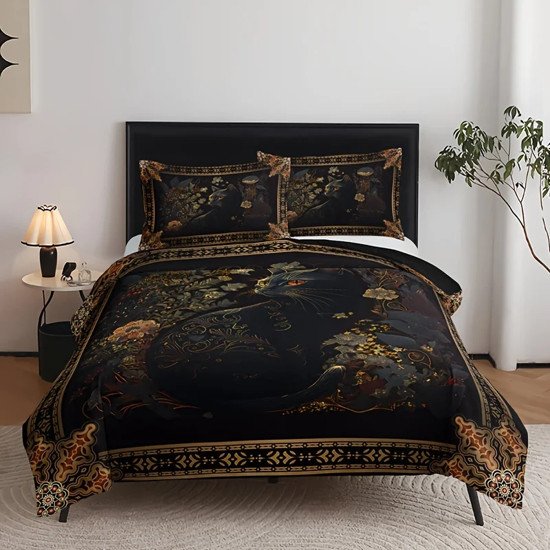 Floral Animal Cat HD Digital P - đánh giá và giá Linen Duvet Cover