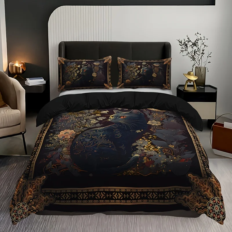 Floral Animal Cat HD Digital P - đánh giá và giá Linen Duvet Cover