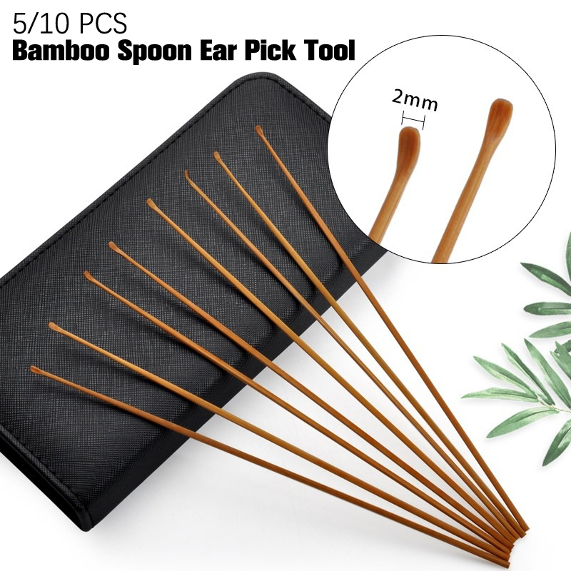 5/10Pcs Bamboo Spoon Ear Pick  - đánh giá và giá Bamboo Cutlery Set