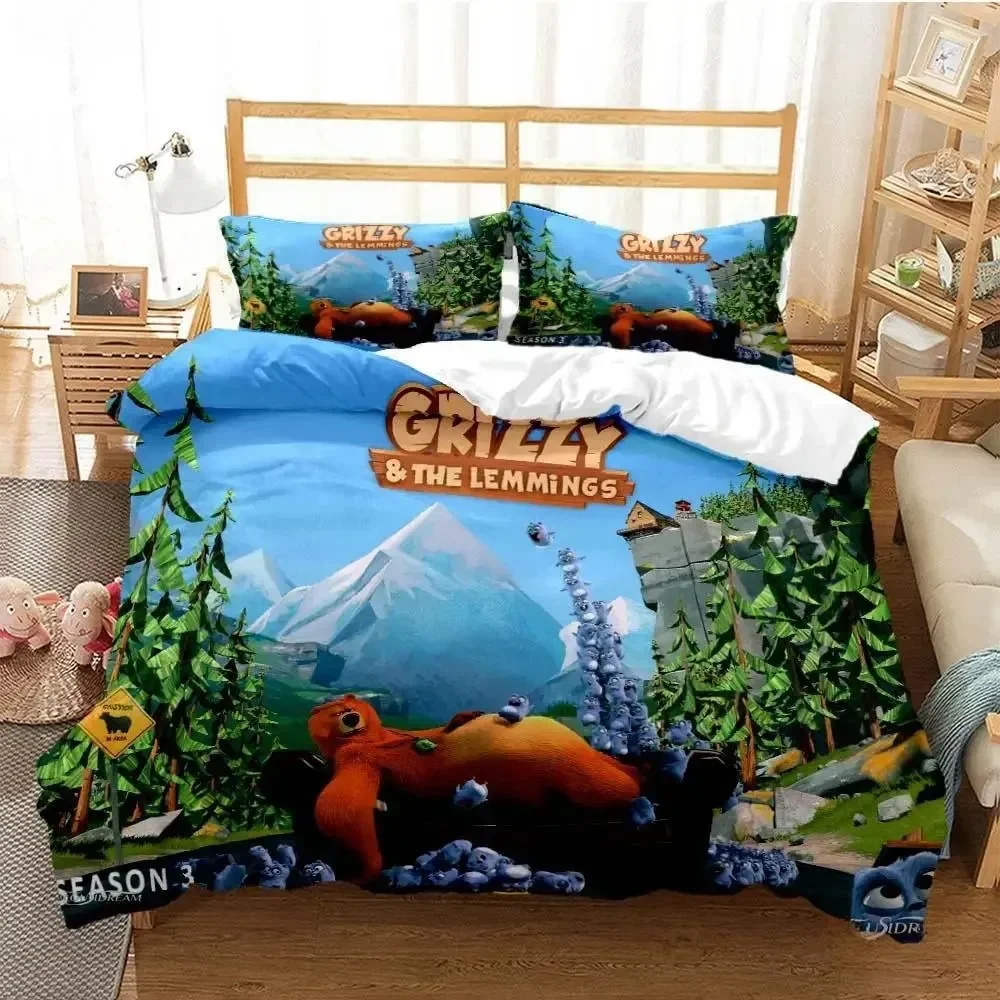 Grizzly & The Lemmings Cartoon - đánh giá và giá Linen Duvet Cover