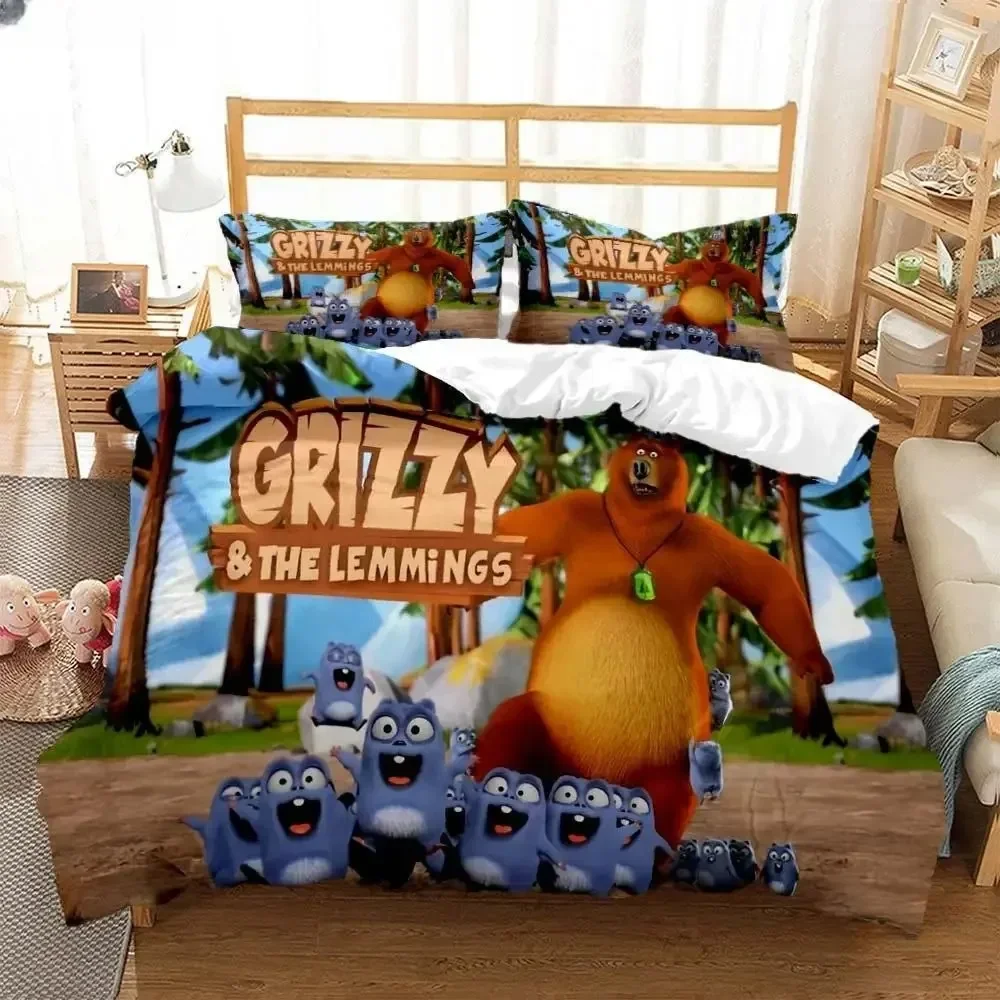 Grizzly & The Lemmings Cartoon - đánh giá và giá Linen Duvet Cover